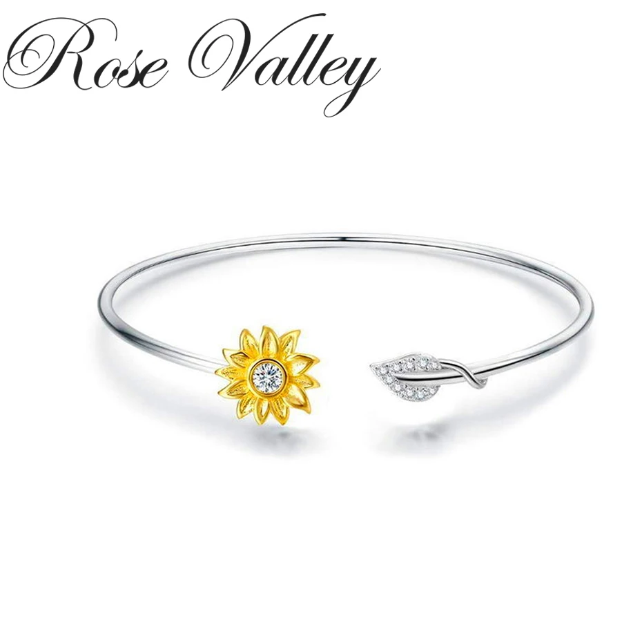 Rose Valley Sunflower Bracelet for Women Female Hand Bangles Fashion Jewelry Girls Birthday Gift