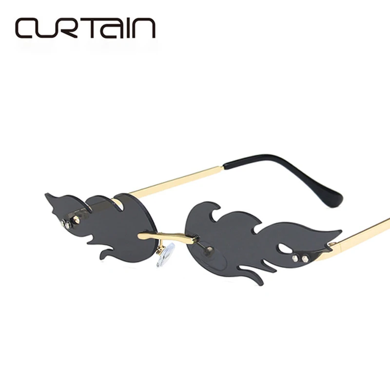 

2020 NEW Fashion Cycling Fire Flame Sunglasses Women Men Rimless Sunglasses Women Mirror Rectangle Vintage Sun Glasses UV400