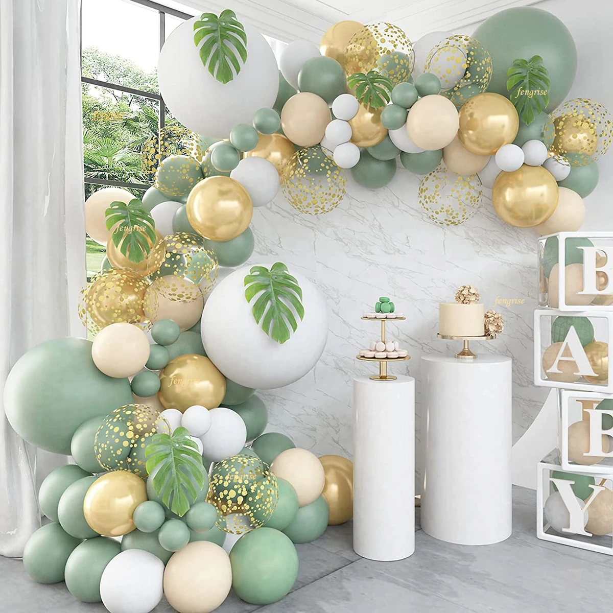 

Green Gold Balloon Garland Arch Kit Birthday Balloons Decoration Wedding Birthday Party Latex Balloons for kids Baby Shower