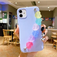 bracelet phone case for iphone 11 12 pro max x xs xr 7 8 plus se 2020 12 mini colorful heart shaped chain soft back cover cases