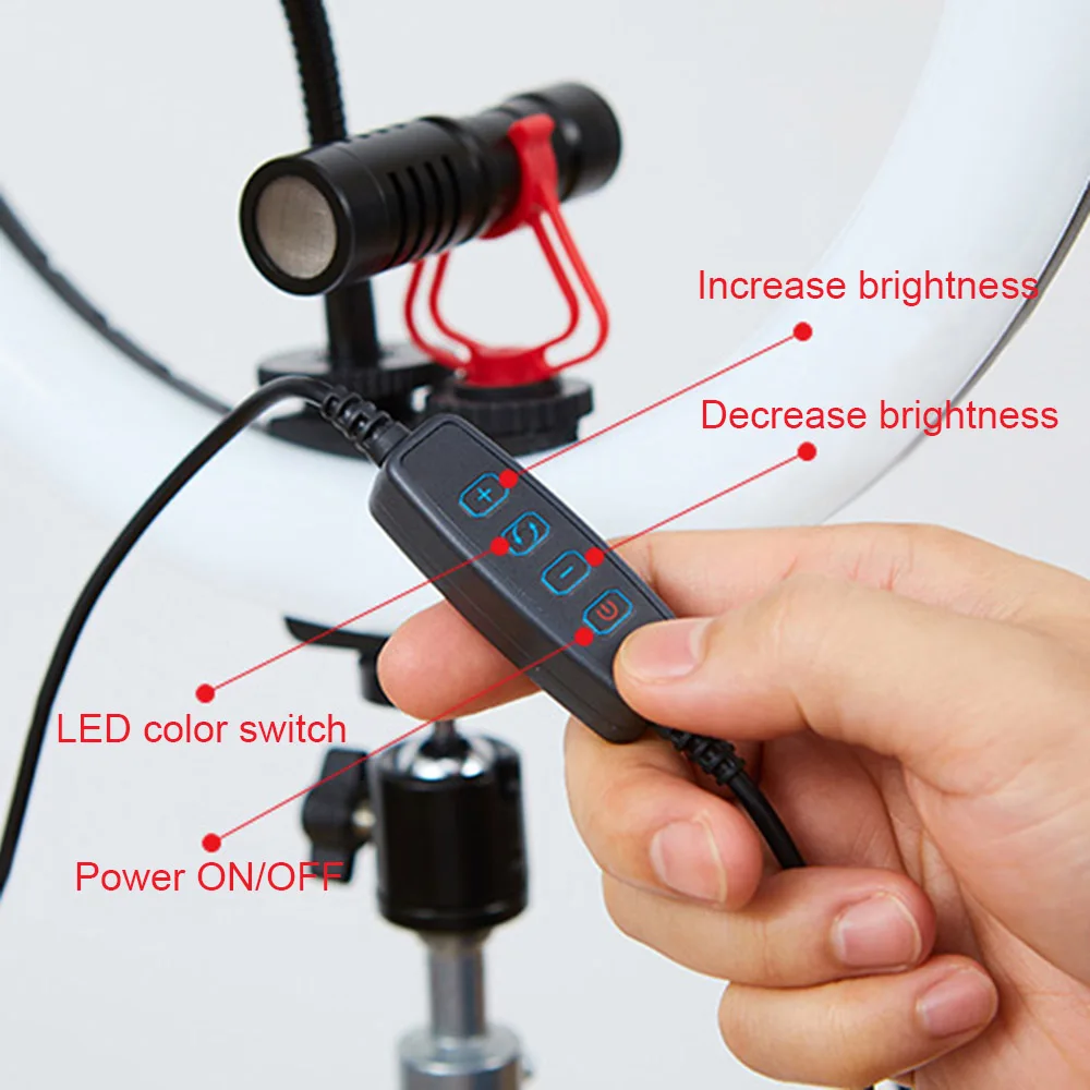 TUOPODA 12" Selfie LED Ring Light 3200-5600K Dimmable Video Live Selfie LED Ring Light Photography with Phone Holder USB Plug