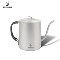 silverant titanium camping coffee pot maker pour over gooseneck spout kettle with hanging ear braided handle for outdoor