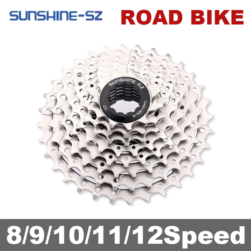 SUNSHINE Road Bike Cassette 8 9 10 11 12 Speed 11-23T/25T/28T/30T/32T/34T/36T Bicycle Flywheel K7 Sprocket for Shimano HG Hub