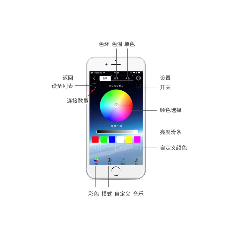 Car LED Atmosphere Light Bluetooth APP controller for RGB Colorful Multi-color Strip Android and IOS System Phones Can | Автомобили и