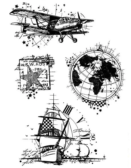 Самолёт корабль прозрачный силиконовый штамп/печать для DIY