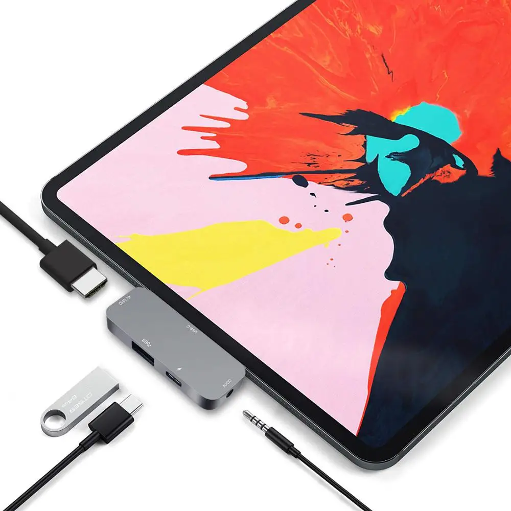 Концентратор Type C для iPad Pro USB к HDMI 3 5 мм аудио разъем наушников адаптер 0|USB-хабы| |