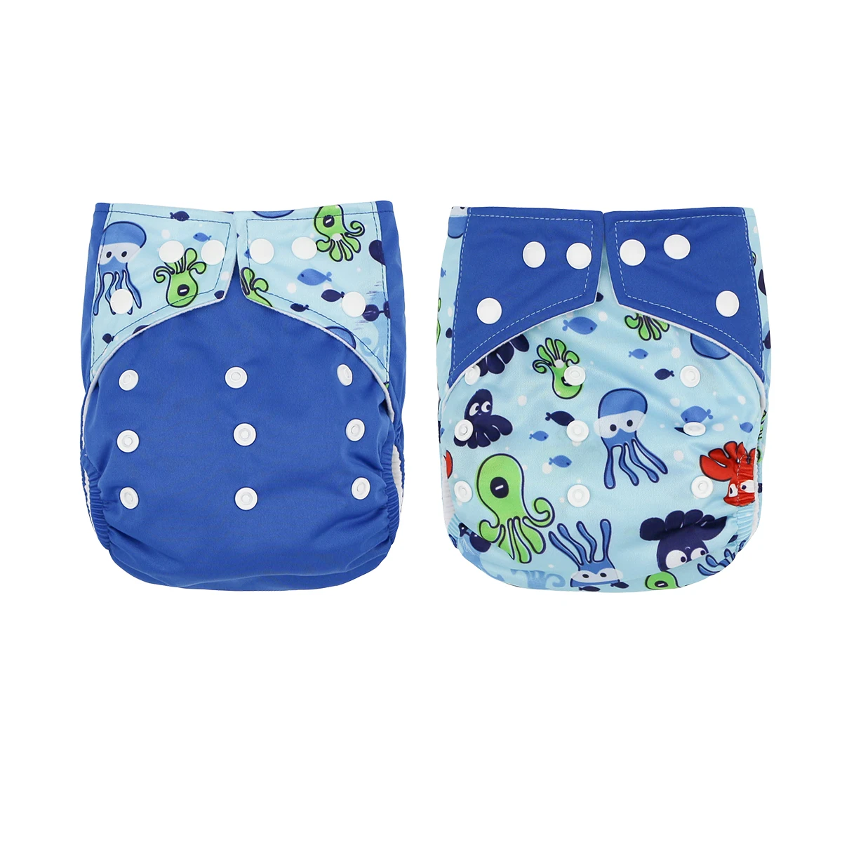 Pa&ntilde;al de tela ajustable para beb&eacute;, pa&ntilde;al reutilizable con bolsillo, impermeable, estampado, 2 unids/set por juego, env&iacute;o directo-2