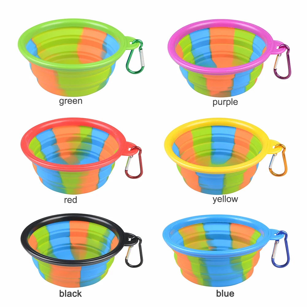 Складная дорожная силиконовая миска для питомцев портативная воды и еды собак