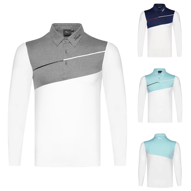 

Уличная Мужская одежда для гольфа с длинным рукавом, Мужская одежда для гольфа из полиэстера, дышащая спортивная мягкая ткань, осенняя и зим...