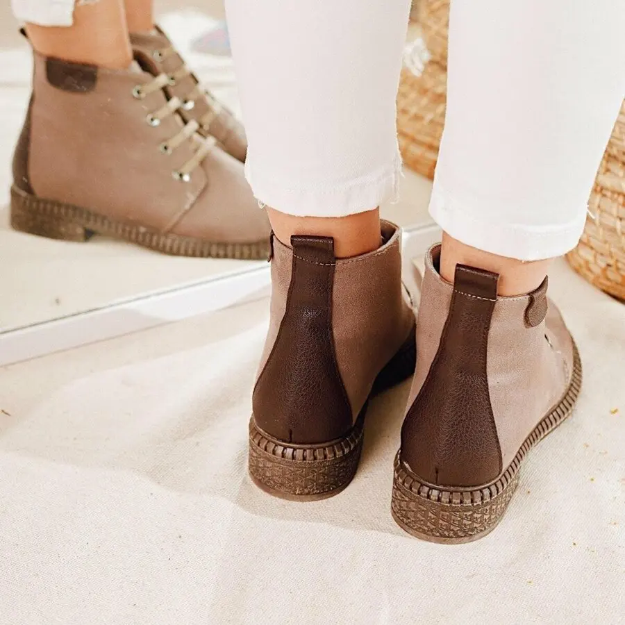 

Women Boots Limoya Priya Mink Suede Brown Detailed Lace-Up Boot