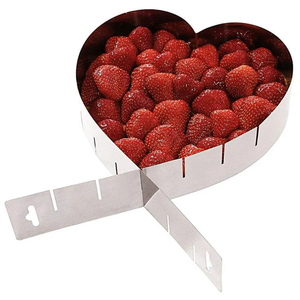 

Adjustable Mousse Circle Love Heart Cake Mold Stainless Steel Baking Mould Kitchen Dessert Accessories Cake Decorating Tool