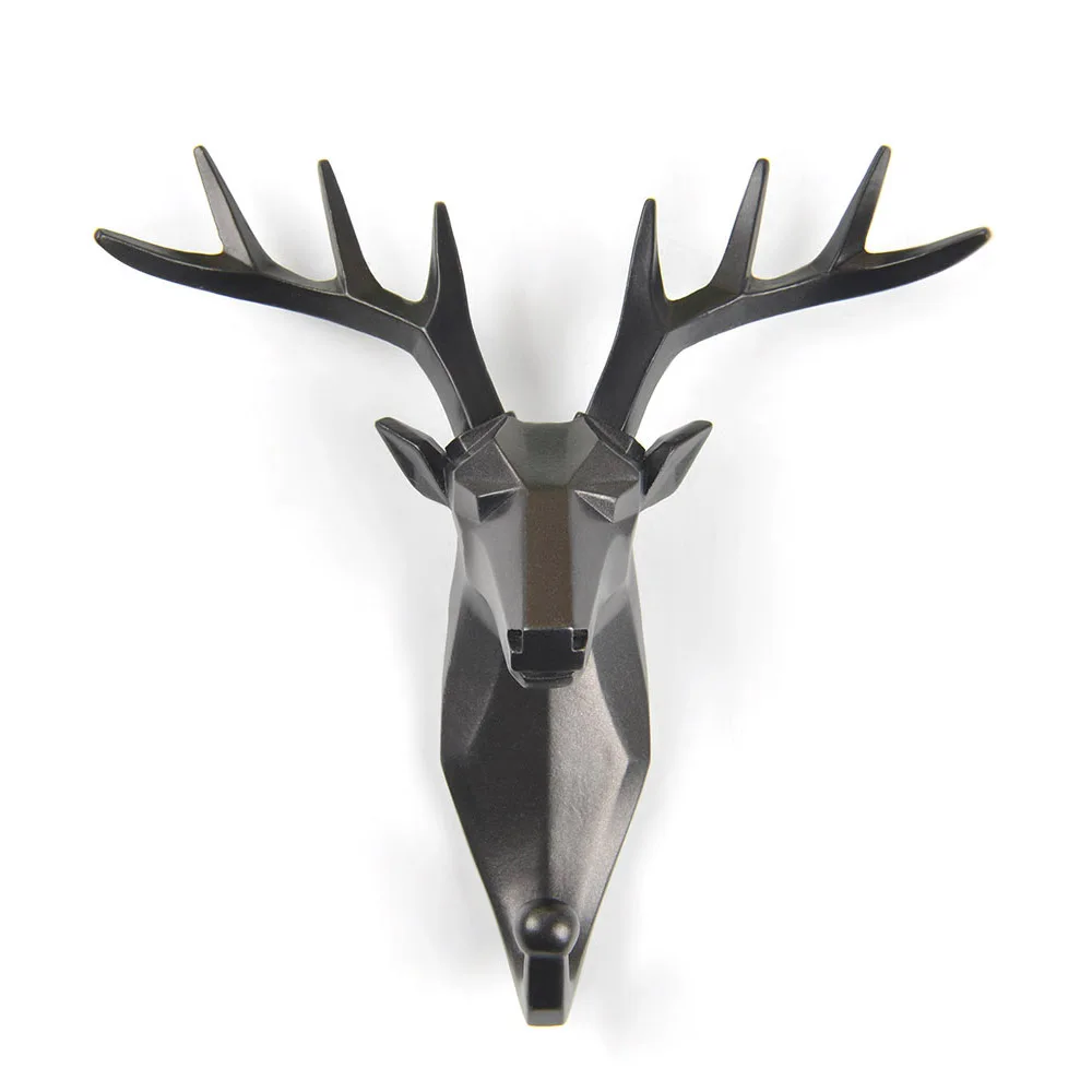 black Deer 1 шт., олень, слон, единорог, носорог, голова животного, полимерный крючок, витрина для одежды, крючок для стоек, пальто, вешалка, кепка, декор комнаты, шоу, настенная сумка - Цвет: black Deer