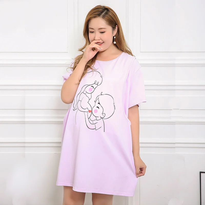 Большой размер Послеродовая Милая Ночная рубашка для кормления беременных мам