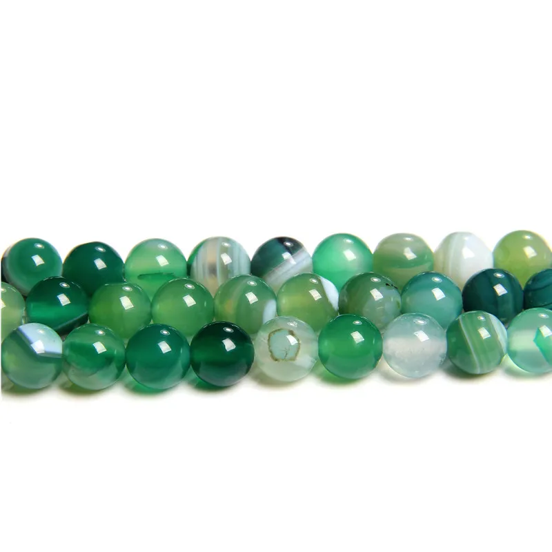 

Natural Beads Loose Spacer Green Stripe Agate Bead for Jewelry Making
