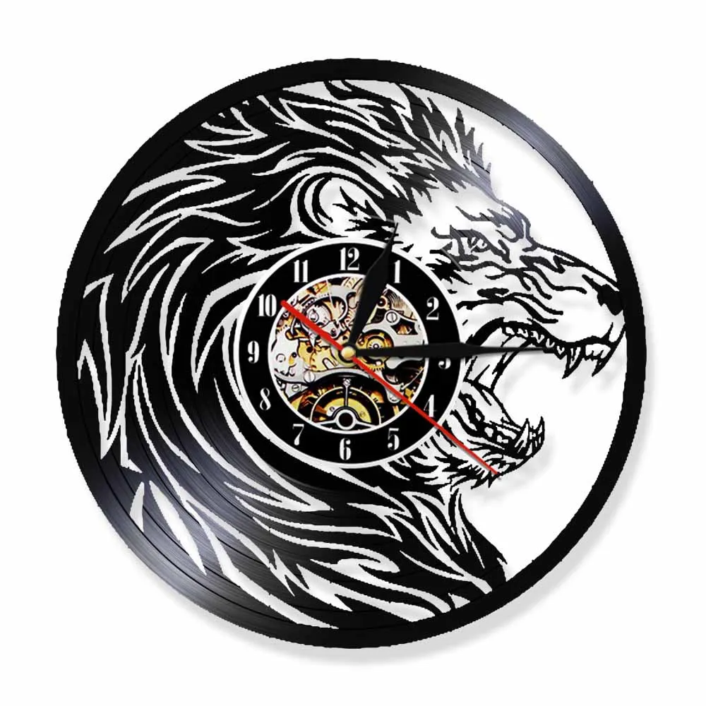

Animal Lion CD Vinyl Record Wall Clock Theme DIY Removable Art Watch Clock Home Decorative Room Decor