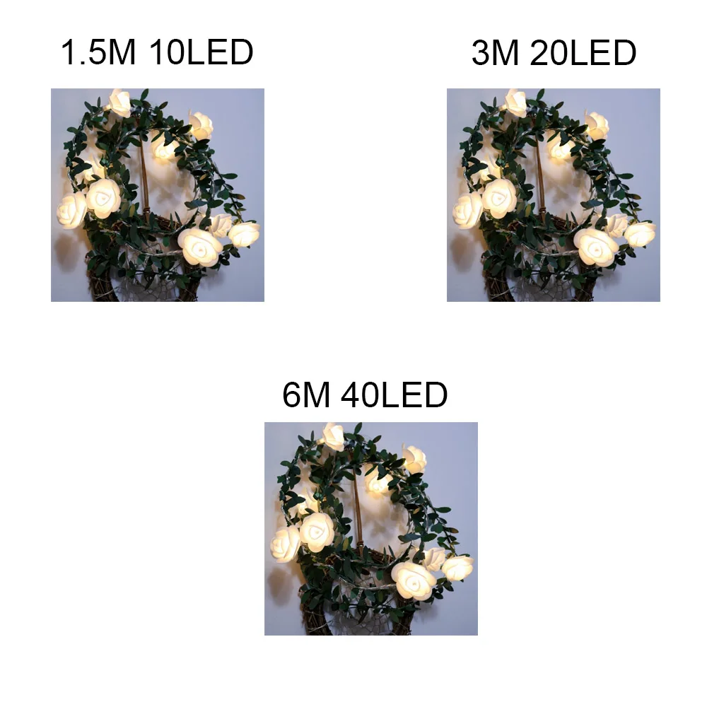 

Flowers String Lights LED Fairy Lights Battery Power Wedding Valentine Day Event Party Light Garland Christmas Decoration 07