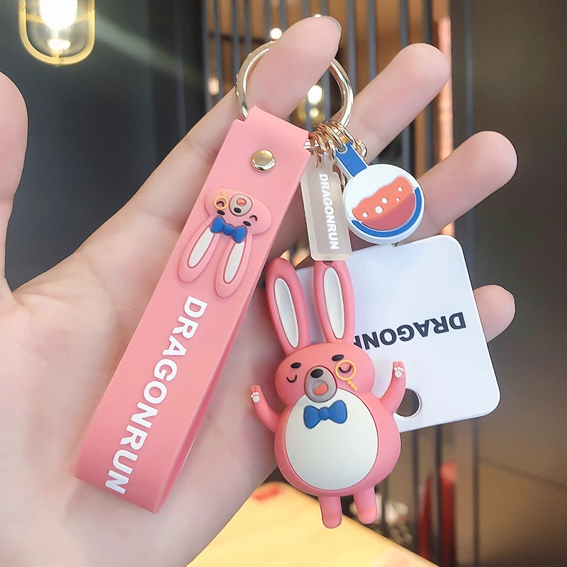 

Cartoon rabbit doll key chain pendant creative personality doll female school bag pendant couple car key chain