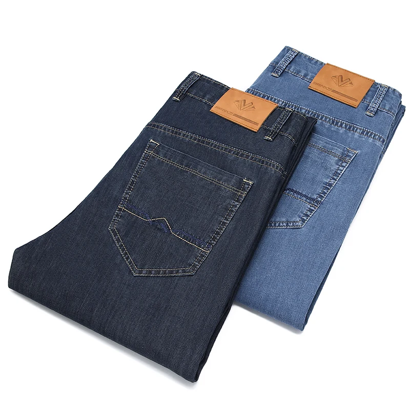

2021 spring summer luxury high-quality lyocell silk lightweight jeans classic brand business casual men's fashion straight jeans
