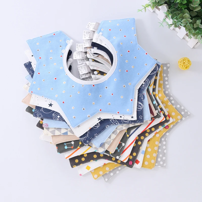 Bandana para beb&eacute;, babero de algod&oacute;n para reci&eacute;n nacido, c&oacute;moda alimentaci&oacute;n, toalla de Saliva, bufanda de estrella, babero giratorio de 360 &deg;, art&iacute;culos suaves para ni&ntilde;os-0
