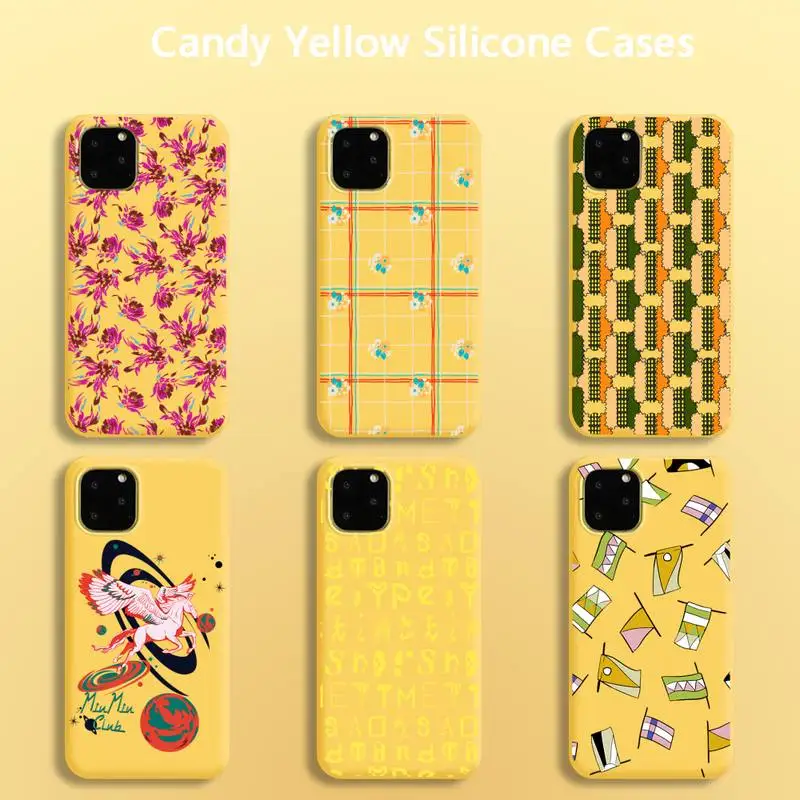 

Luxury Miumiue Horse Flower Phone Case for iPhone 11 pro 12 Pro mini 8 7 6 6S Plus X 5S SE 2020 XR XS MAX Candy yellow Cases