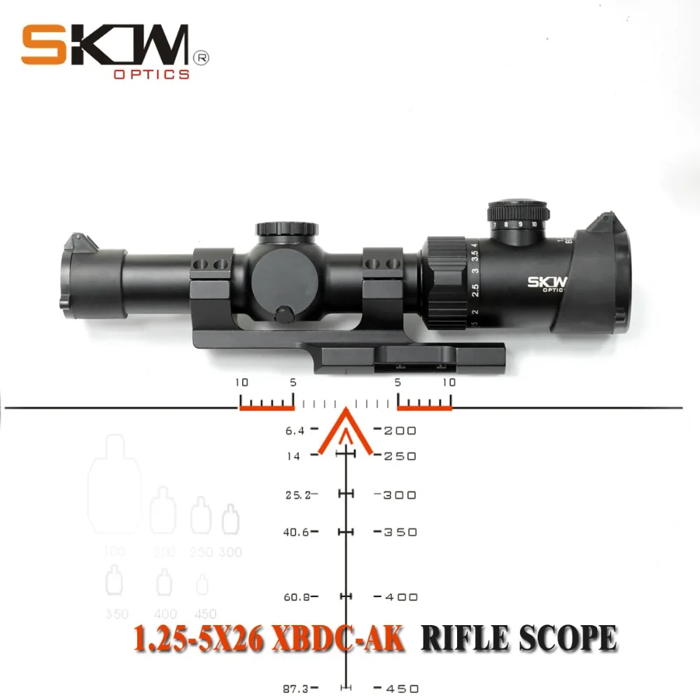 SKWoptics 1,25-5x26A тактические оптические прицелы для охоты на АК АР, M4 прицел BDC Сетка Новинка 30 мм цельное крепление