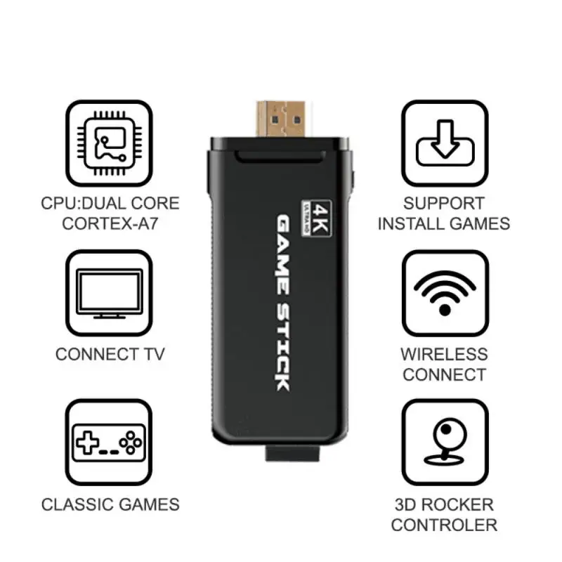 

2.4G Retro TV Game Console Dual Wireless 3000/10000 Game Controller 4K HD Display on TV Stand Built-in 64GB 10000 Retro