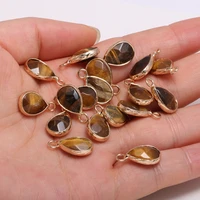 1pcs natural stone water drop shape charm pendant faceted tiger eye stone for necklace earring accessories or jewelry making