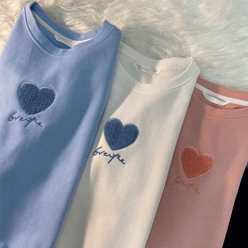 Свитшот женский с милым вышивкой повседневный популярный универсальный