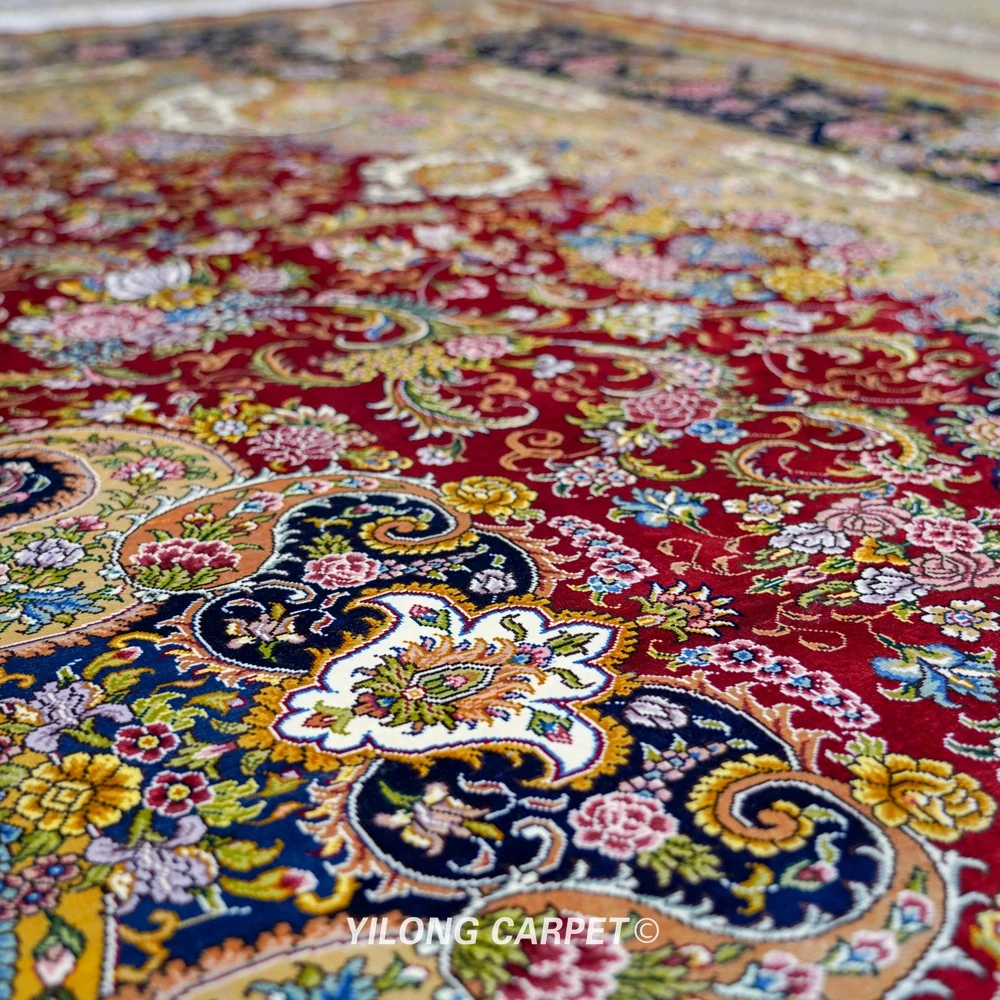 Beste Yilong 9 'X 12' Perzische Zijden Kleed Grote Antieke Rode Perzische Home Decoratie Zijden Tapijt (ZQG501A)