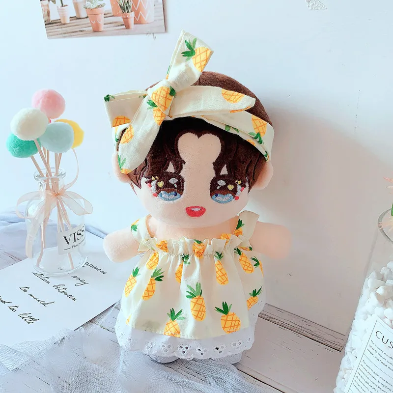 15 см 20 Корейская плюшевая кукольная одежда платье комбинация с ананасом повязка