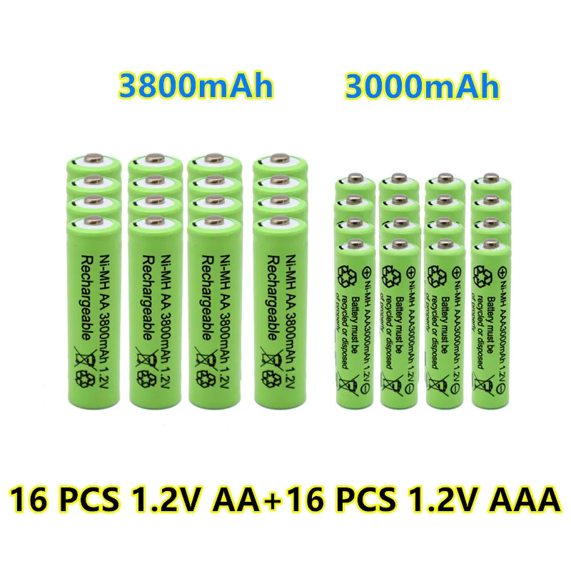 New 1.2V AA 3800mAh NI-MH Rechargeable Batteries+1.2 V AAA 3000 mAh Rechageable battery | Электроника