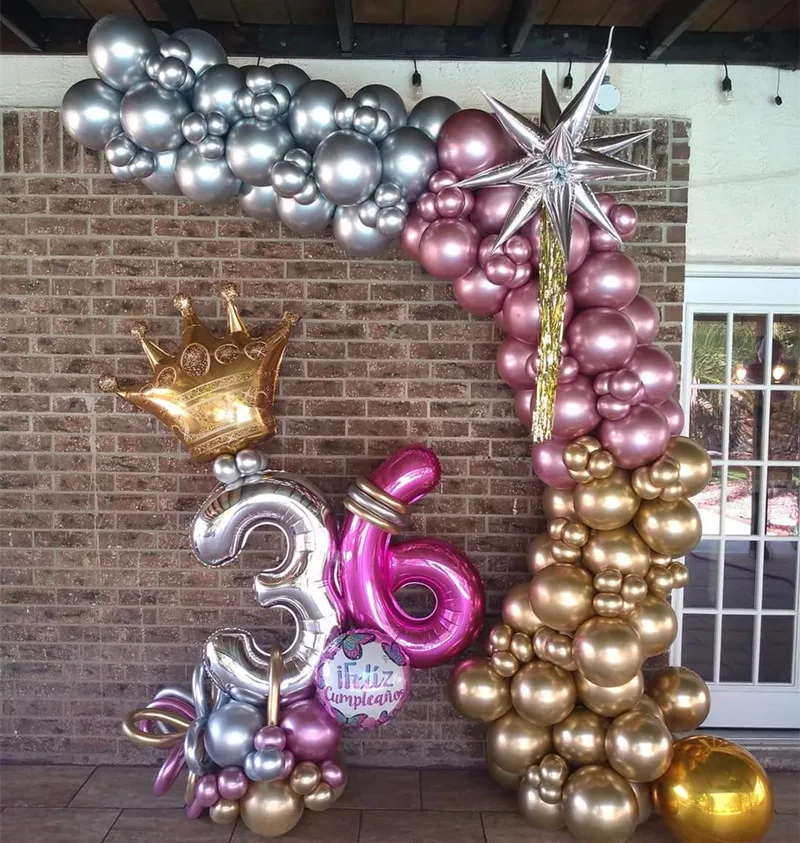 

18"12"10"5" Chrome Balloons Metallic Helium Globos Birthday Party Decor Giant Ball for Balloon Chains Wedding Bridal