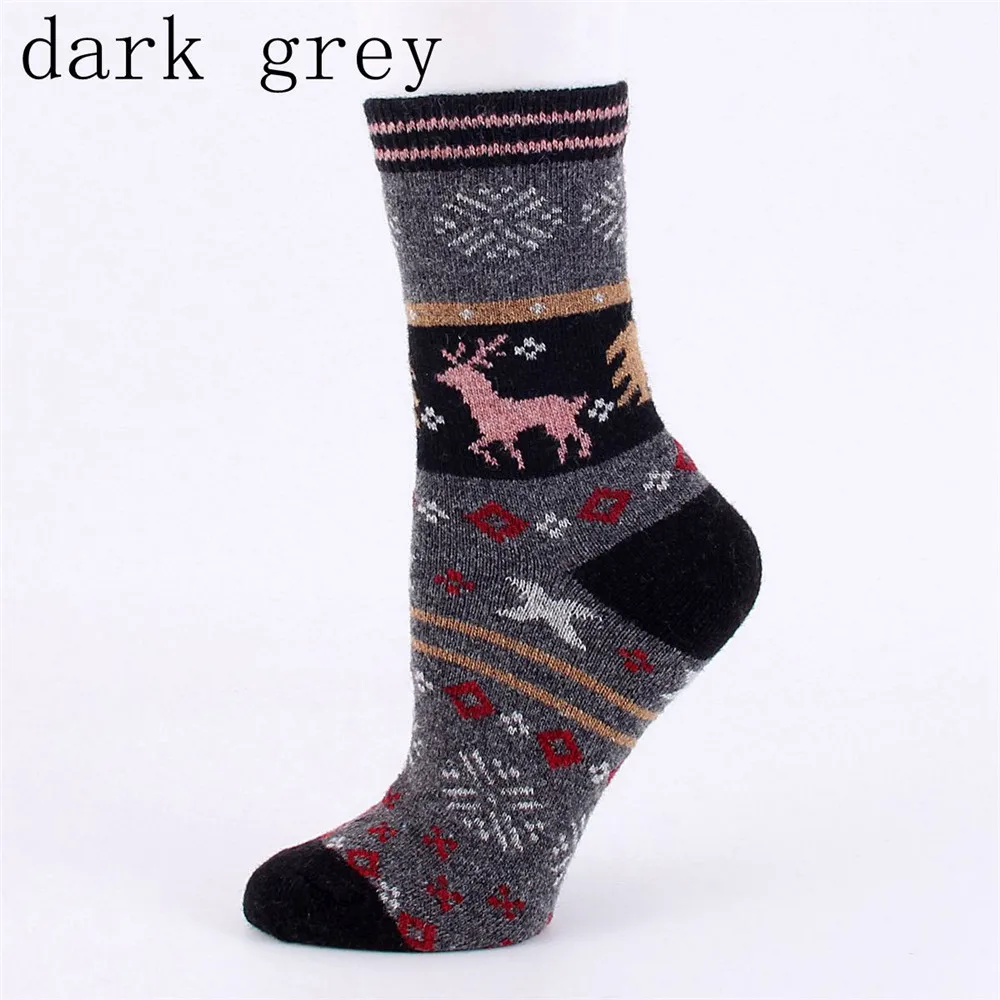 dark grey EIE/зимние женские носки, подарок на Рождество, модные зимние милые шерстяные носки, сумасшедшие носки, женские теплые носки с животными, горячая Распродажа - Цвет: dark grey