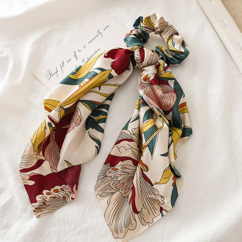 Женская резинка для волос с цветочным принтом эластичная повязка на голову