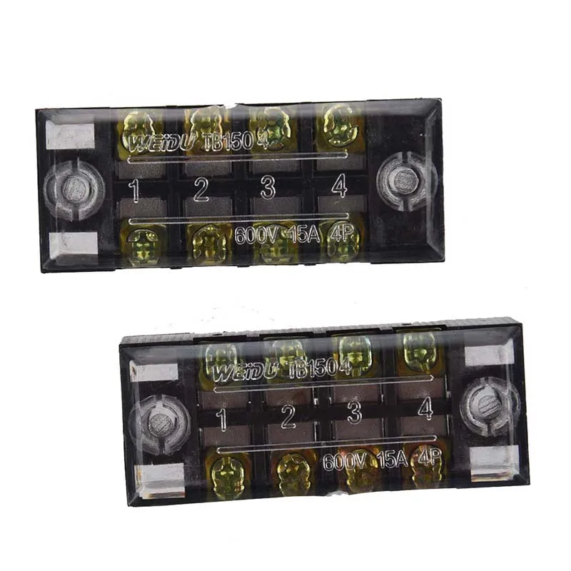 

2 Pcs Double Row 4 Position Covered Screw Terminal Strip