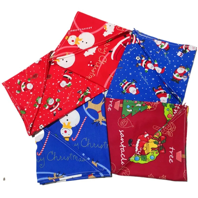 

New Christmas Print Dog Bandanas Large Pet Scarf Bandana For Xmas Dog Washable Bow ties Collar Cat Scarf Large Pets Accessories