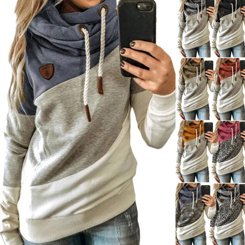 

Диагональ Цвет Блок Лоскутная Толстовка Повседневная женская уличная толстовка с высоким, плотно облегающим шею; Детские Блузы; Футболки н...