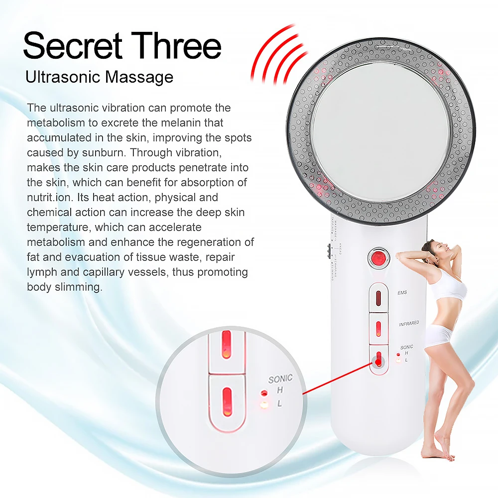 

3 in 1 Body Slimming Instrument EMS Infrared Ultrasonic LED Beauty Instrument Face Shaping Body Massager Anti Cellulite Machine