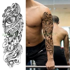 Водостойкая временная татуировка-наклейка, механический Тотем с большими глазами, черная поддельная татуировка на всю руку, флэш-рукав, тату для мужчин и женщин