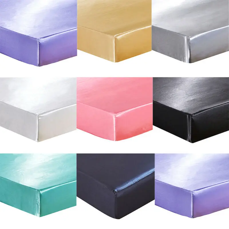 Атласная шелковая натяжная простыня на эластичный однотонный Матрас протектор