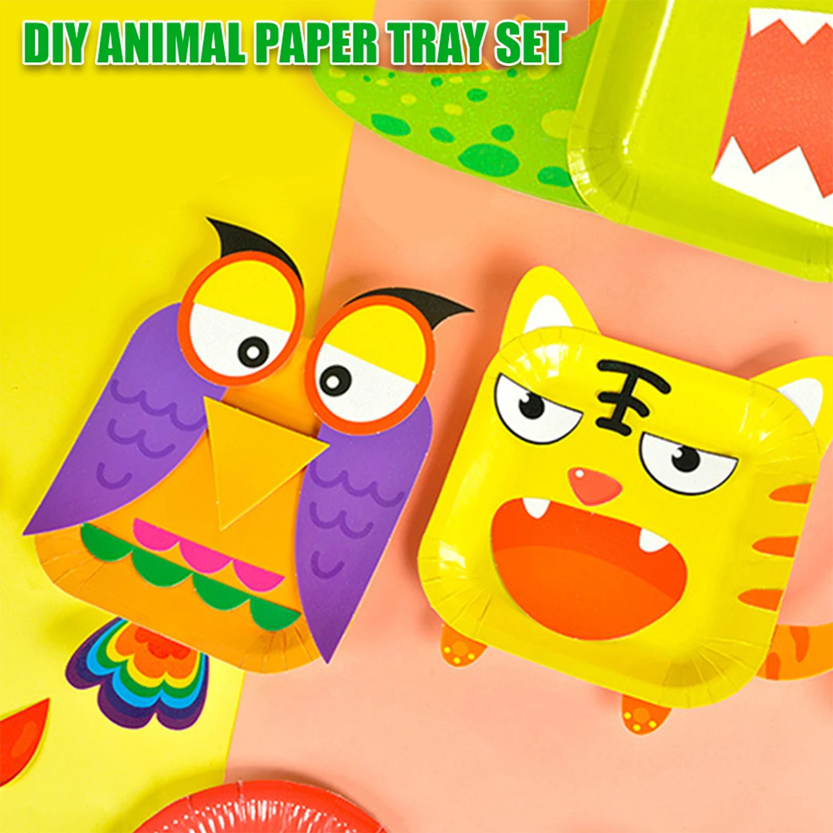 

Kids DIY Handmade Paper Plate Craft Kit Animal Paper Plate Material Sticker Childrens Kindergarten Art Craft Educational Toys