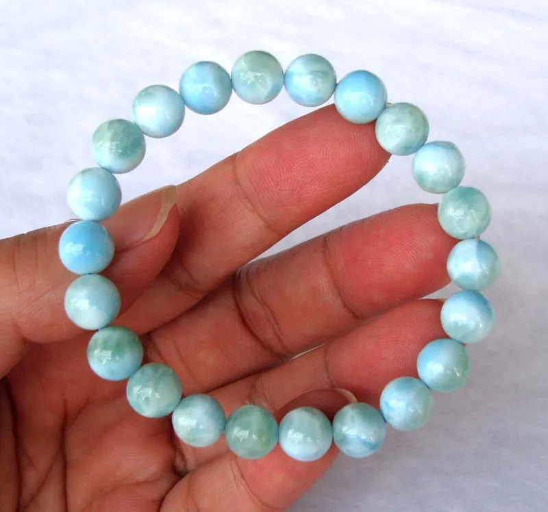 Free Shipping Natural Larimar Round 8mm Beads Bracelet Women Jewelry Accessories Weddings Parties Birthday Gift | Украшения и