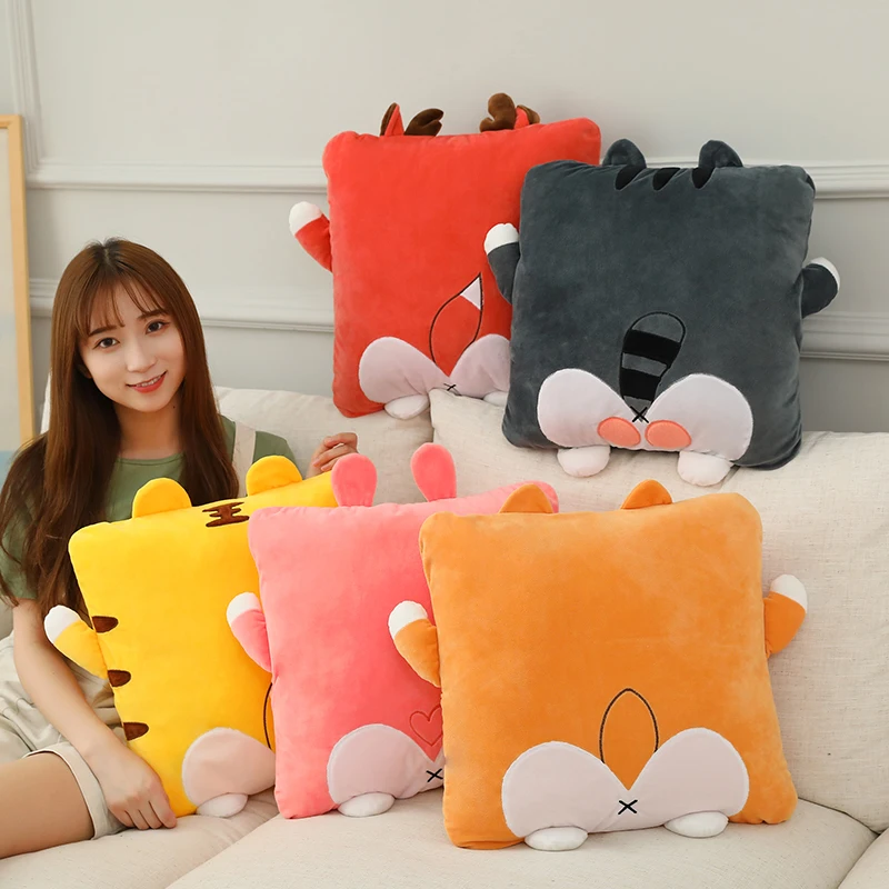 Мягкая мультяшная животная кошка подушка для приклада плюшевый тигр кролик