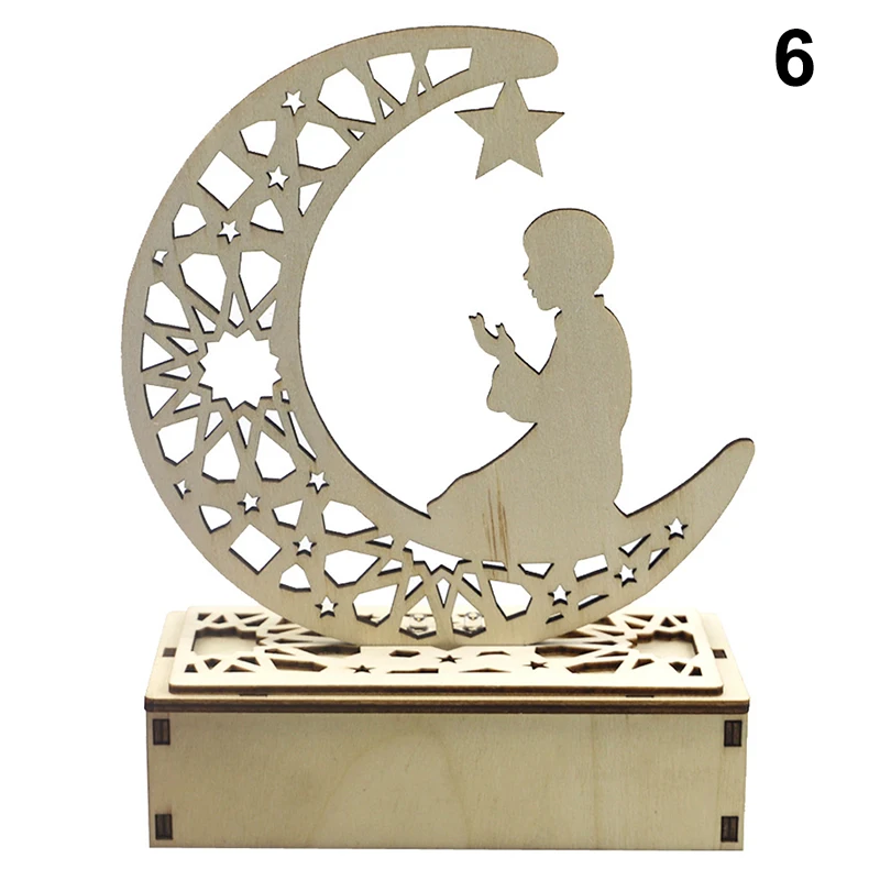 

Wooden Moon Hollow Letters LED Light for Islamic Eid Mubarak Ramadan Karul Festival LED Lamp Decoration Crafts LED Gifts Hogard