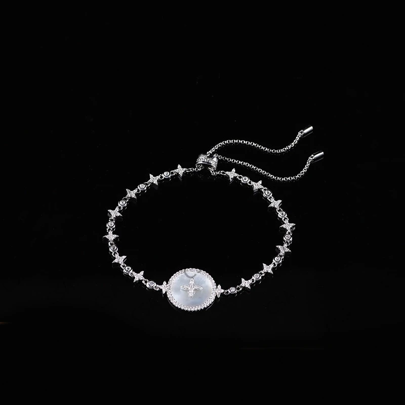 

S925 sterling silver Moroccan classic lucky bag white mother shell star bracelet popular temperament lover gift trend fashion