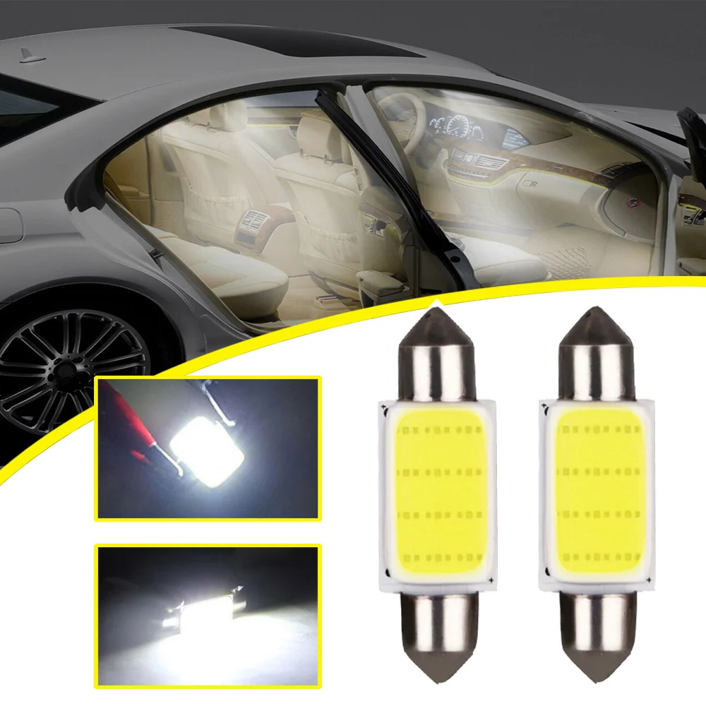 

2Pcs COB 3W White Festoon Car Interior Lights LED Dome Map Reading Light Car Xenon Lamp Bulbs Accessories Universal