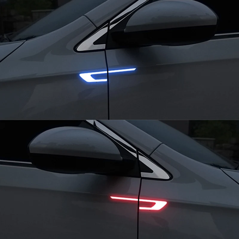 

2Pcs/Set Car Reflective Safety Warning Strip Tape Car Bumper Reflective Strips Secure Reflector Stickers Decals