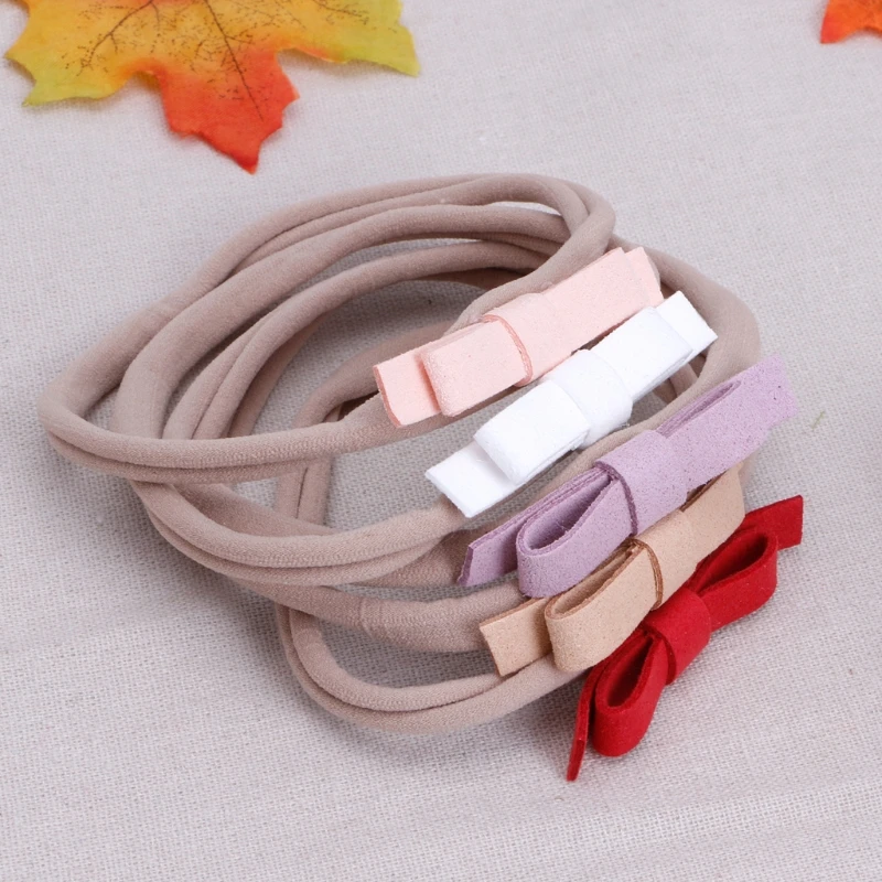 

2018 New 10Pcs Newborn Headwear Bows Leather Bow Elastic Nylon Headband Hair Accessories