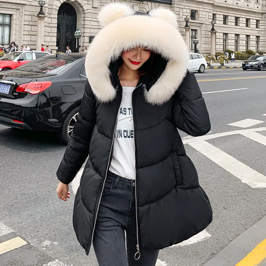 Однотонные меховые свободные хлопковые пальто с капюшоном для женщин, Harajuku, на молнии, с карманами, средней длины, Pakas Feminin, корейские женские милые теплые куртки