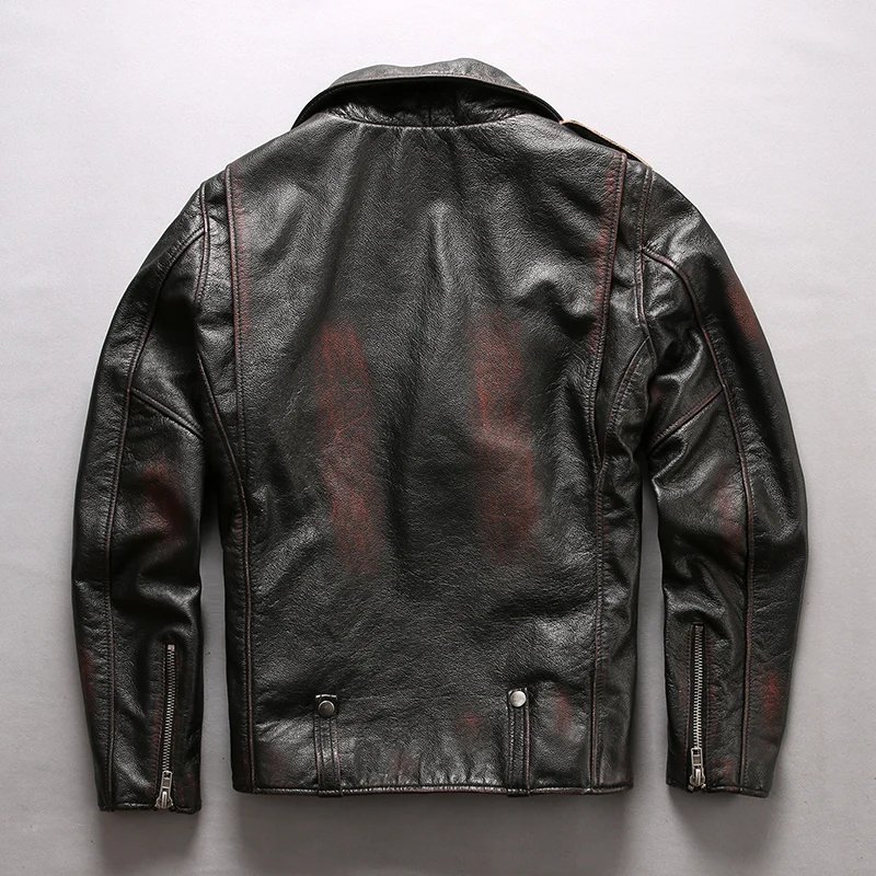 

Arrival 2021 New Men Motorcycle Genuine Leather Fashion Turn-down Collar Cowskin Riding Biker Jacket winter coats